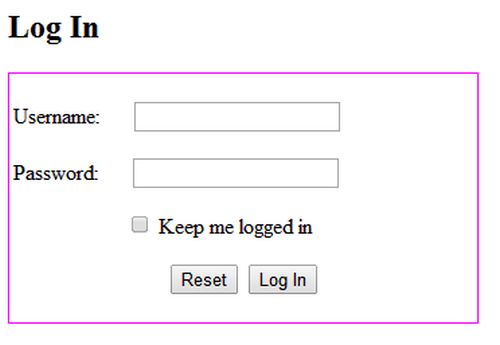 login page
